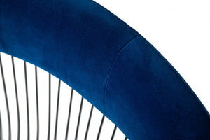 Homeroots Blue And Silver Velvet Steel Windsor Back Dining Arm Chair  Steel 487970