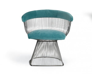 Homeroots Teal And Silver Velvet Steel Windsor Back Dining Arm Chair  Steel 487971