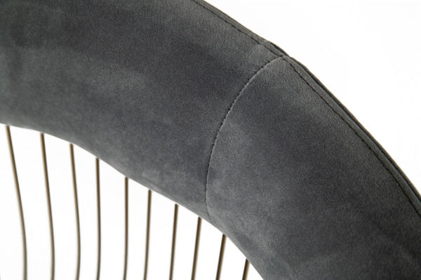 Homeroots Gray And Gold Velvet Steel Windsor Back Dining Arm Chair  Steel 487972