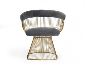 Homeroots Gray And Gold Velvet Steel Windsor Back Dining Arm Chair  Steel 487972