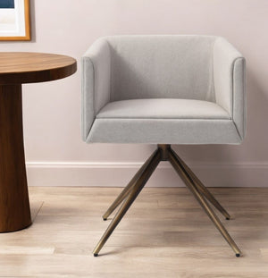 Homeroots Light Gray And Brass Upholstered Fabric Dining Arm Chair  Metal 487973