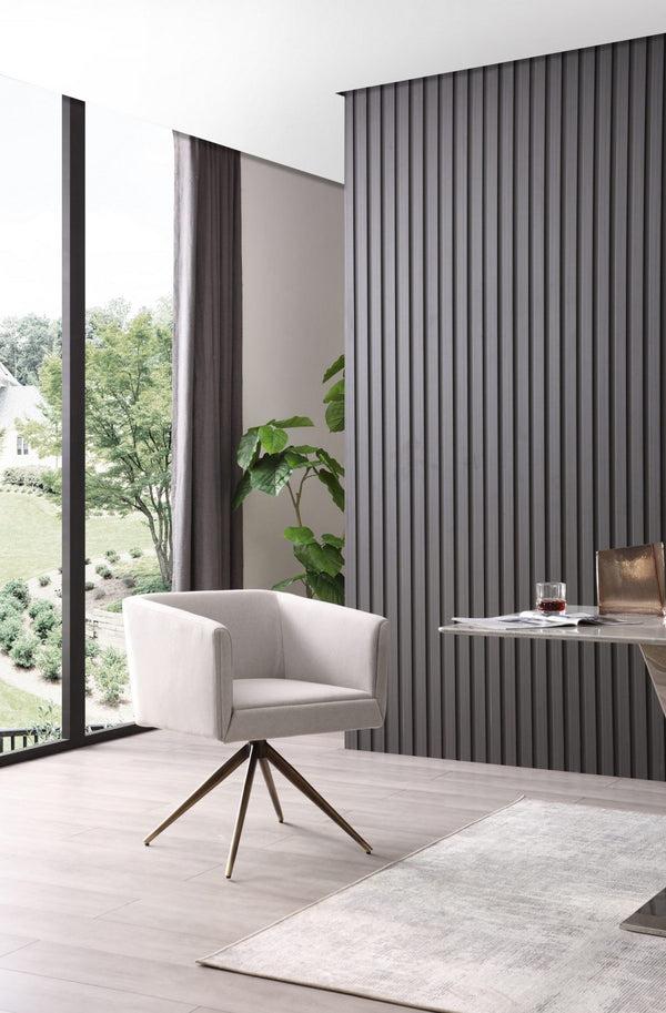 Homeroots Light Gray And Brass Upholstered Fabric Dining Arm Chair  Metal 487973