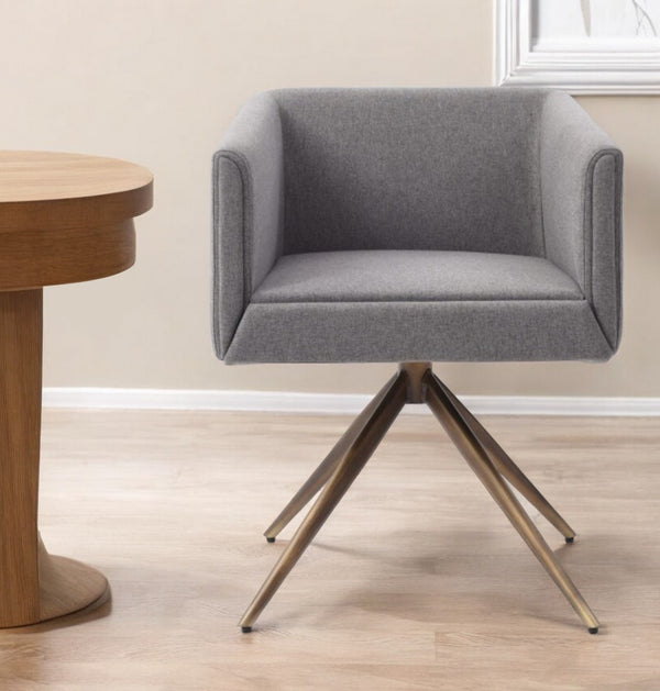 Homeroots Dark Gray And Brass Upholstered Fabric Dining Arm Chair  Metal 487974