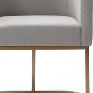 Homeroots Light Gray And Antiqued Brass Upholstered Fabric Dining Arm Chair  Metal 487977