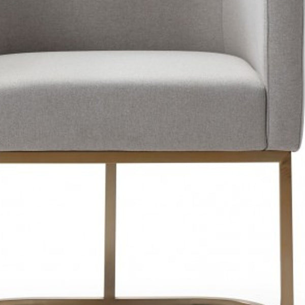 Homeroots Light Gray And Antiqued Brass Upholstered Fabric Dining Arm Chair  Metal 487977