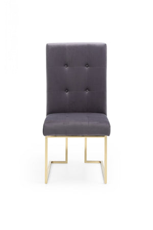 Homeroots Set Of Two Tufted Gray And Gold Upholstered Fabric Dining Side Chairs  Metal 487980