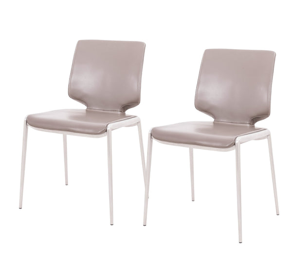 Homeroots Set Of Two Dark Gray And Silver Upholstered Faux Leather Dining Side Chairs  Metal 487982