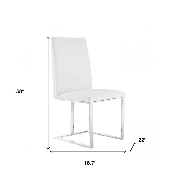 Homeroots White And Silver Upholstered Faux Leather Dining Side Chair  Metal 487986
