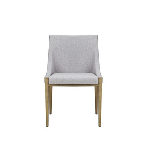 Homeroots Gray And Brass Upholstered Fabric Dining Side Chair  Metal 487988
