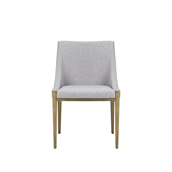 Homeroots Gray And Brass Upholstered Fabric Dining Side Chair  Metal 487988