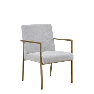 Homeroots Light Gray And Brass Upholstered Fabric Dining Arm Chair  Metal 487990