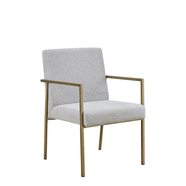 Homeroots Light Gray And Brass Upholstered Fabric Dining Arm Chair  Metal 487990
