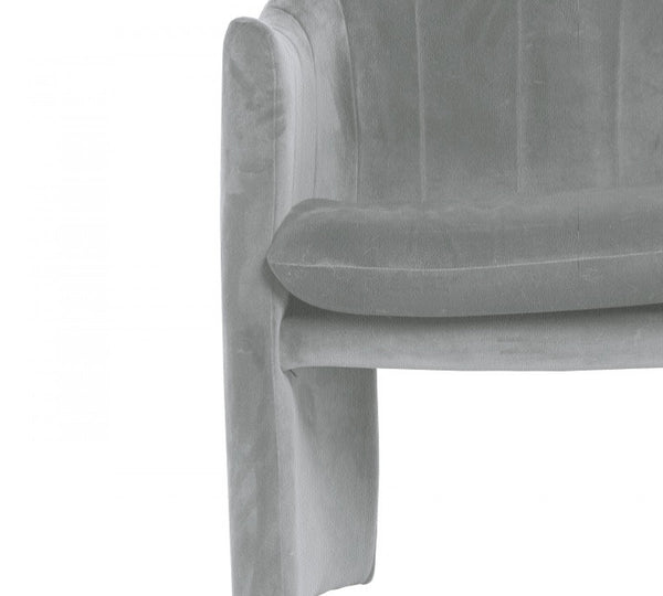 Homeroots Gray Upholstered Velvet Dining Arm Chair  Wood 487992