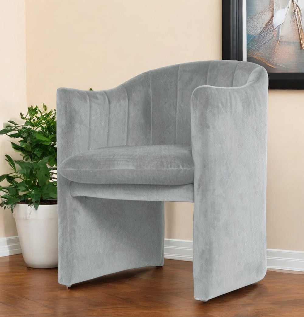 Homeroots Gray Upholstered Velvet Dining Arm Chair  Wood 487992
