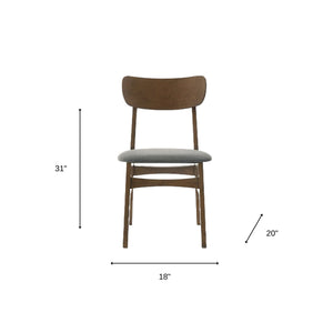 Homeroots Set Of Two Gray And Brown Upholstered Fabric Open Back Dining Side Chairs  Wood 487994