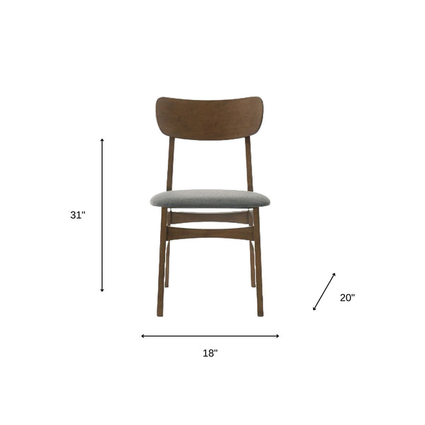 Homeroots Set Of Two Gray And Brown Upholstered Fabric Open Back Dining Side Chairs  Wood 487994