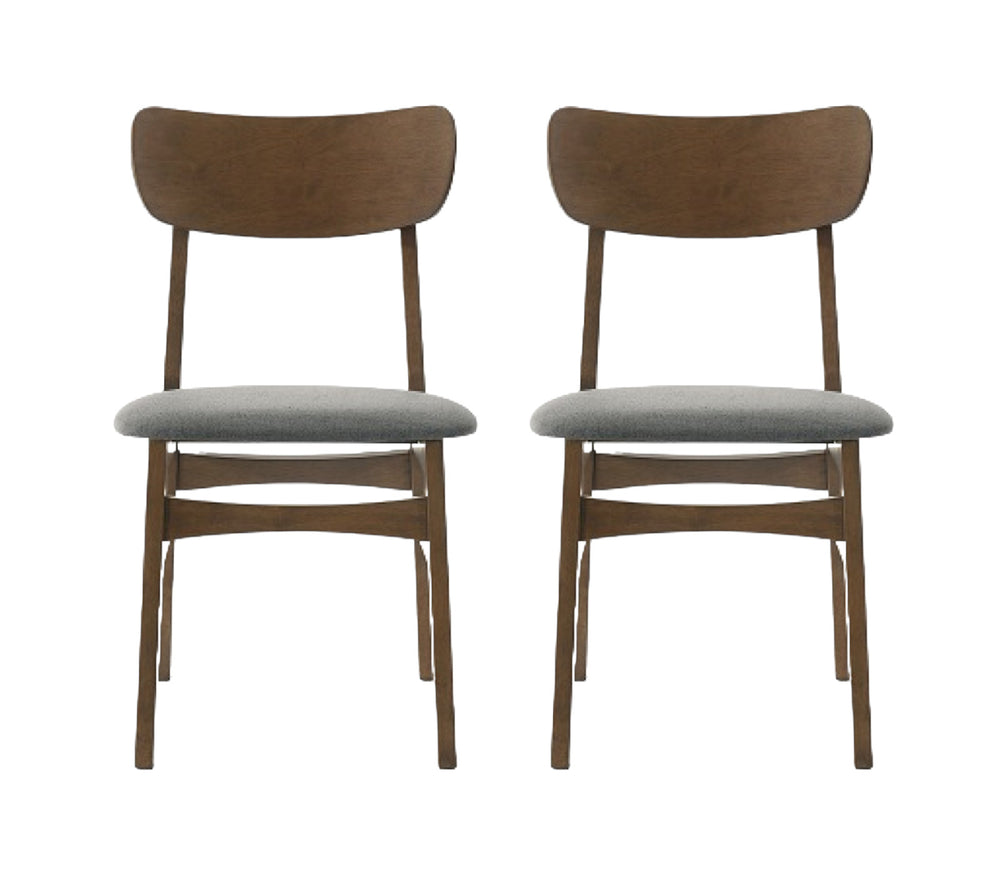 Homeroots Set Of Two Gray And Brown Upholstered Fabric Open Back Dining Side Chairs  Wood 487994