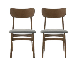 Homeroots Set Of Two Gray And Brown Upholstered Fabric Open Back Dining Side Chairs  Wood 487994