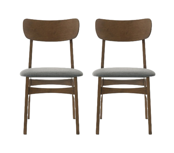 Homeroots Set Of Two Gray And Brown Upholstered Fabric Open Back Dining Side Chairs  Wood 487994
