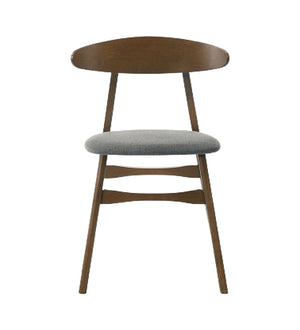 Homeroots Set Of Two Gray And Brown Upholstered Fabric Open Back Dining Side Chairs  Wood 487995