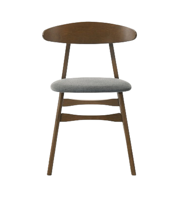 Homeroots Set Of Two Gray And Brown Upholstered Fabric Open Back Dining Side Chairs  Wood 487995