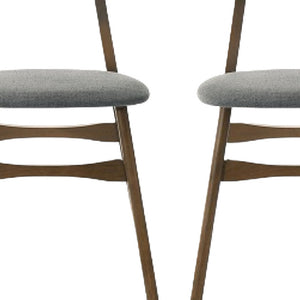 Homeroots Set Of Two Gray And Brown Upholstered Fabric Open Back Dining Side Chairs  Wood 487995