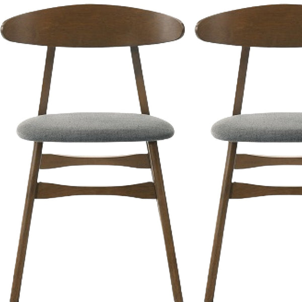 Homeroots Set Of Two Gray And Brown Upholstered Fabric Open Back Dining Side Chairs  Wood 487995