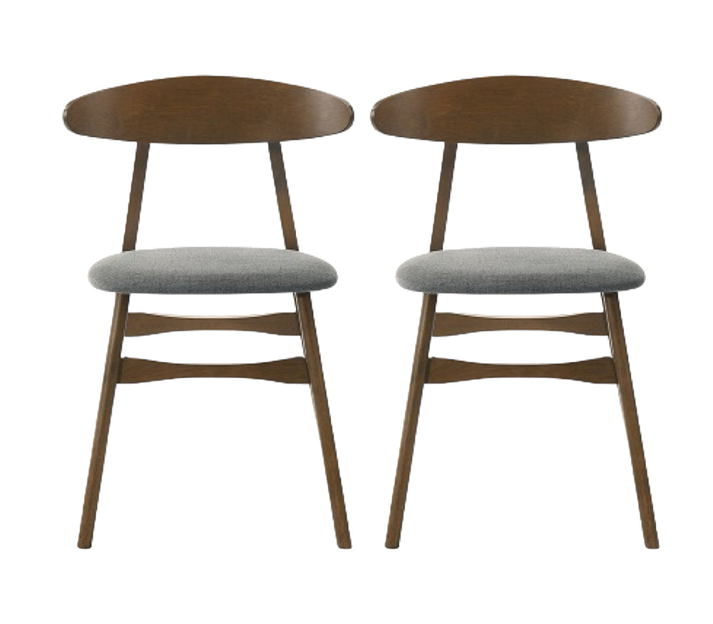 Homeroots Set Of Two Gray And Brown Upholstered Fabric Open Back Dining Side Chairs  Wood 487995
