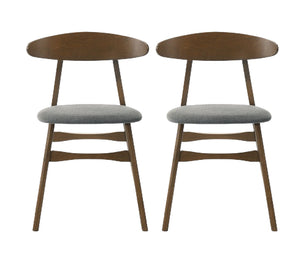 Homeroots Set Of Two Gray And Brown Upholstered Fabric Open Back Dining Side Chairs  Wood 487995