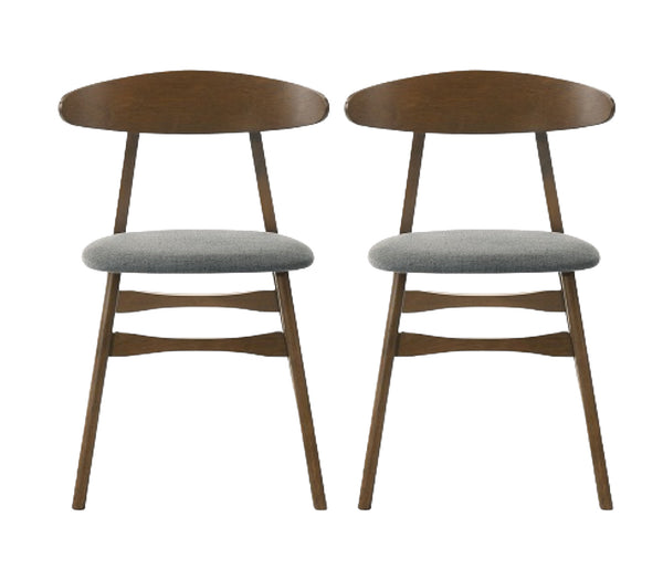 Homeroots Set Of Two Gray And Brown Upholstered Fabric Open Back Dining Side Chairs  Wood 487995