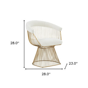 Homeroots White And Gold Fabric Steel Windsor Back Dining Arm Chair  Steel 487998