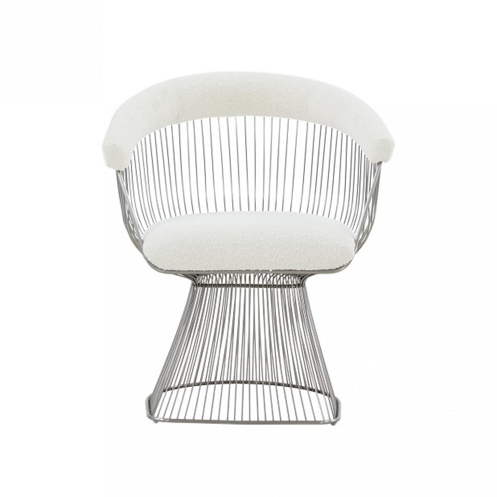 Homeroots White And Silver Fabric Steel Windsor Back Dining Side Chair  Steel 487999