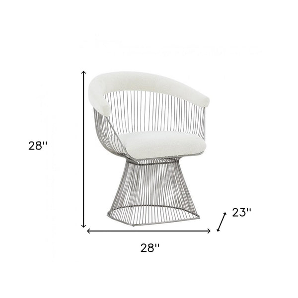 Homeroots White And Silver Fabric Steel Windsor Back Dining Side Chair  Steel 487999