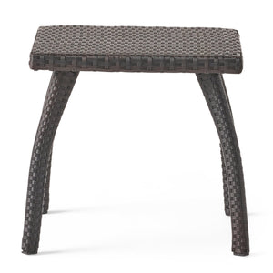 English Elm Christopher Knight Home® - HONOLULU Rattan Side Table with Powder-Coated Iron Frame – Compact 17.75" Square Accent Table, Stylish Brown 57555.00IRN
