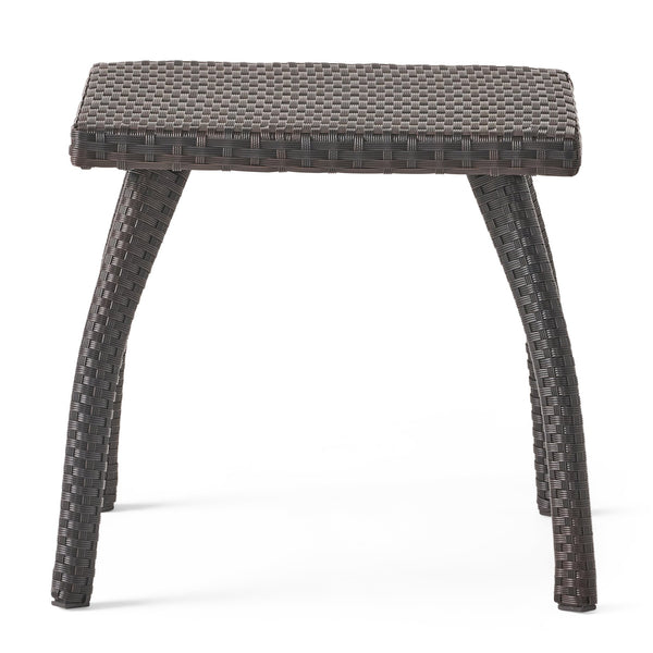 English Elm Christopher Knight Home® - HONOLULU Rattan Side Table with Powder-Coated Iron Frame – Compact 17.75" Square Accent Table, Stylish Brown 57555.00IRN