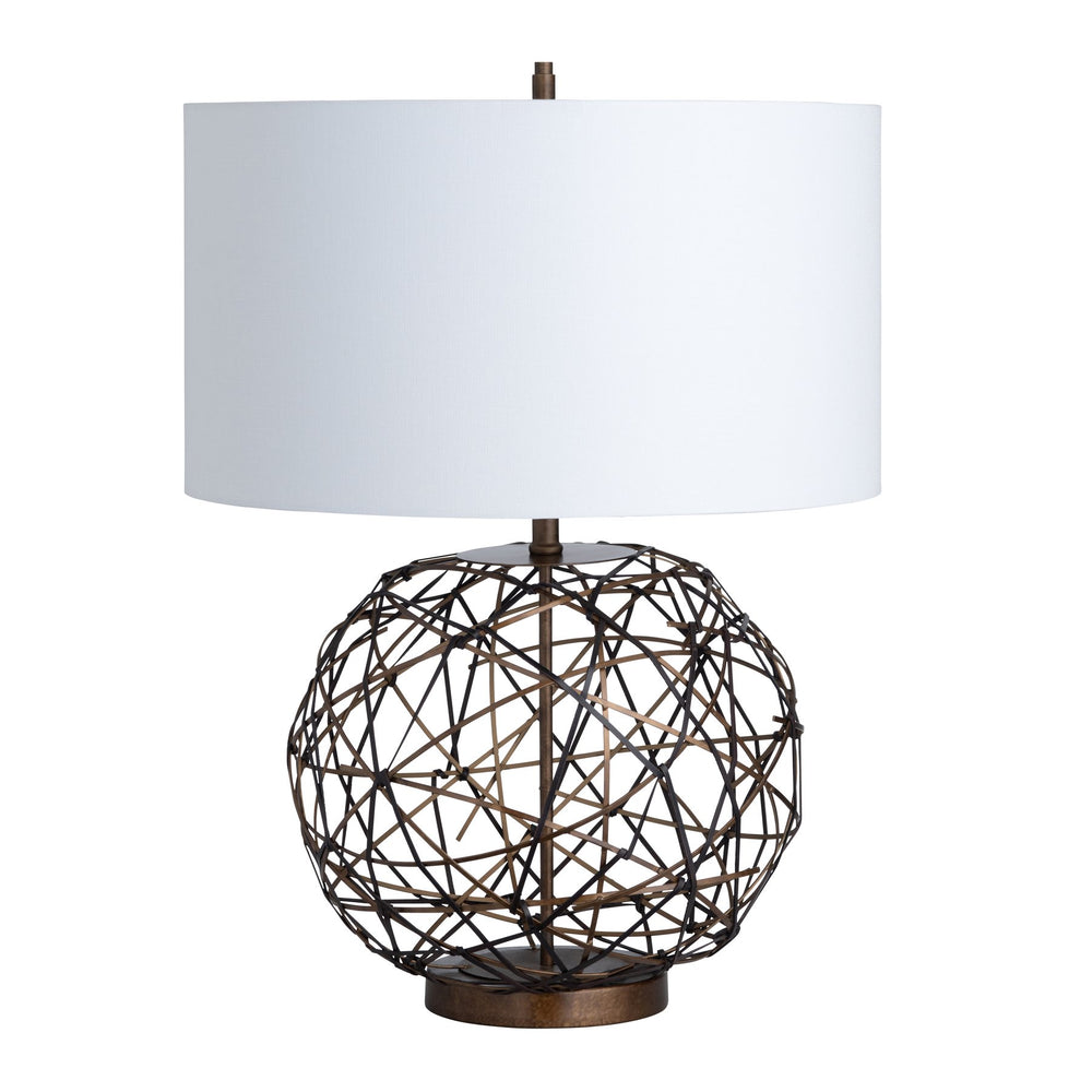 Crestview Collection 30"H Metal Table Lamp - Modern Design With Faux Leather, White Linen Shade & 150w Bulb Versatility   Cvazer148
