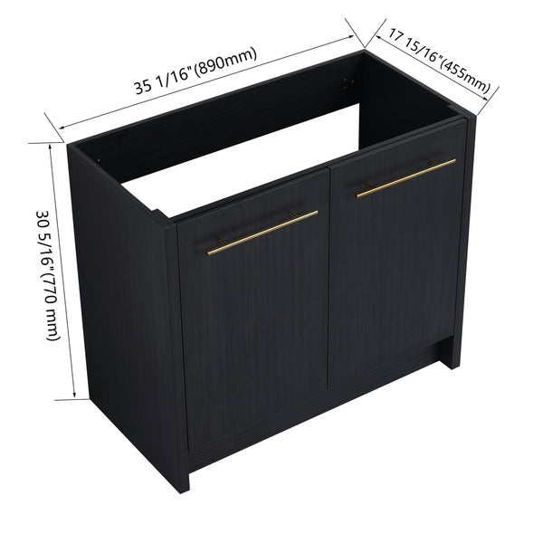 English Elm 36 Inch Freestanding Bathroom Vanity Cabinet with Soft-Close Doors, Water-Resistant Eco Plywood Finish W999P182013