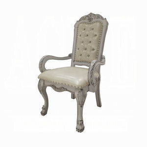 English Elm Ivory Tufted Arm Chair Set Of 2 - Elegant Bone White Upholstery With Claw Legs For Luxurious Comfort B062P209250