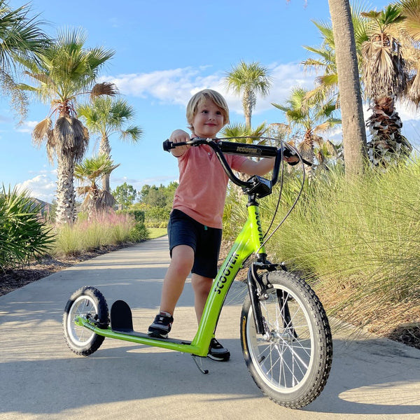 English Elm Aosom Kids Kick Scooter Steel Frame Inflatable Wheels Adjustable Handlebar Ages 5 Up W2225P249784