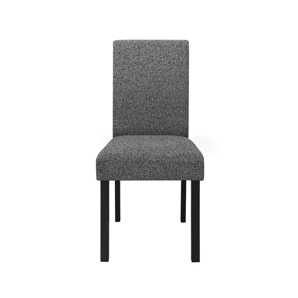 English Elm Grey Modern 5PC Dining Set with High-Gloss Table and 4 Fabric Chairs, Solid Wood+MDF, Sturdy Design B201P390561