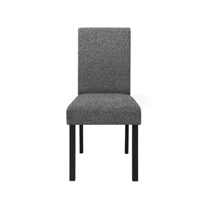 English Elm Grey Modern 5PC Dining Set with High-Gloss Table and 4 Fabric Chairs, Solid Wood+MDF, Sturdy Design B201P390561