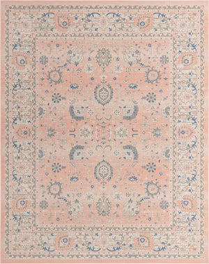 Unique Loom Whitney Bordeaux Machine Made Floral / Botanical Rug Powder Pink, Blue/Ivory/Light Blue/Gray 9' 0" x 12' 0"