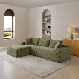 English Elm 105'' Modular Cloud Sectional Sofa Deep Seat Corduroy L-shape Couch for Living Room W1117S00384