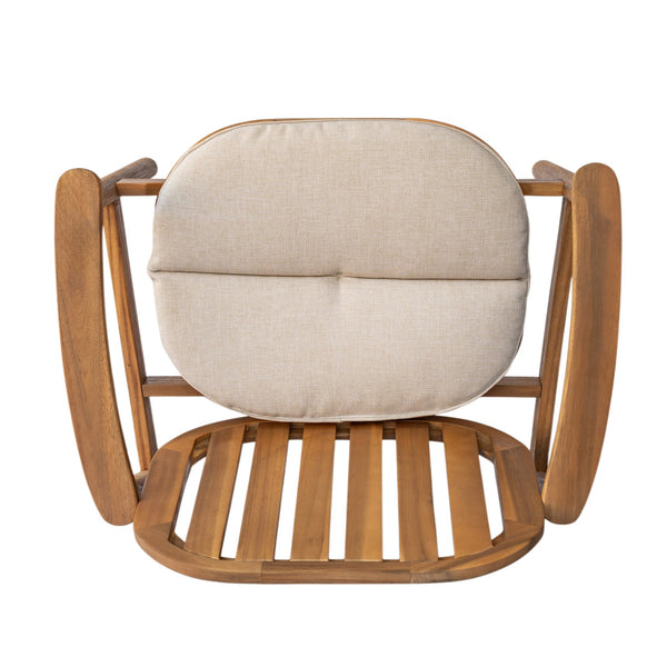 English Elm Christopher Knight Home® - Meja Teak Club Chair Set of 2 with Beige Cushions — Acacia & Eucalyptus Wood, Sleek Outdoor Design N775P282498T