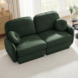 English Elm Chenille Cloud Loveseat with Quilted Back Cushions Deep Foam Seat Modern Living Room Sofa Green W714S01765