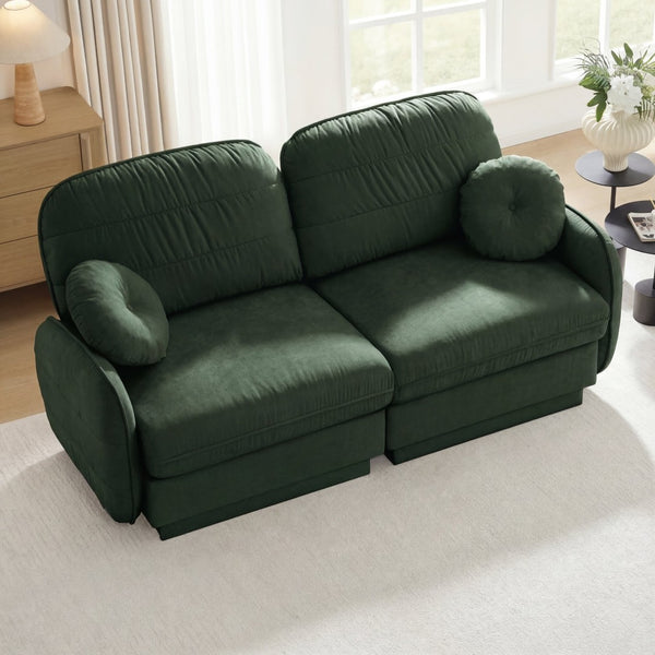 English Elm Chenille Cloud Loveseat with Quilted Back Cushions Deep Foam Seat Modern Living Room Sofa Green W714S01765