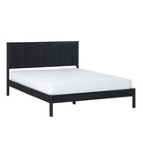 Contemporary Reeded Headboard Solid Wood Queen Bed Black ORLB5CBL Walker Edison