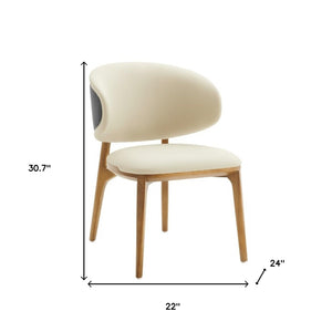 Homeroots Cream And Brown Upholstered Fabric Wing Back Dining Side Chair  Wood 488000