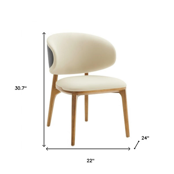 Homeroots Cream And Brown Upholstered Fabric Wing Back Dining Side Chair  Wood 488000