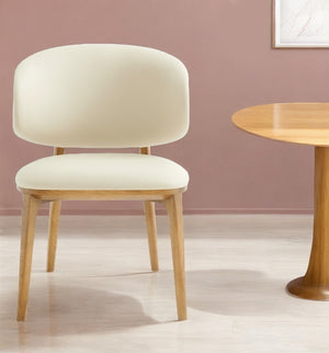 Homeroots Cream And Brown Upholstered Fabric Wing Back Dining Side Chair  Wood 488000